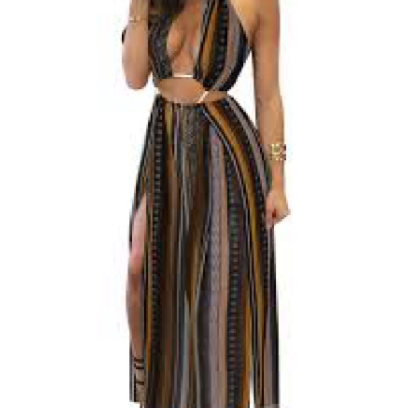 Boho Halter rope cut out maxi dress NWT - Picture 3 of 5